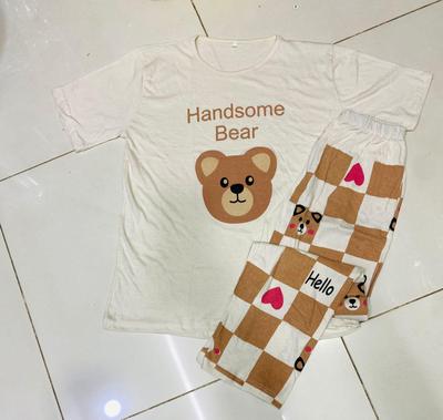 2 Pcs Women's Stitched Cotton Jersey Printed Night Suit