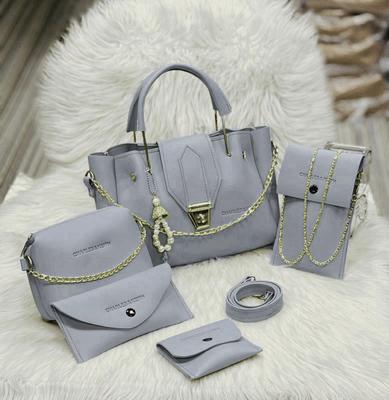Stylish Faux Leather Hand Bag Set for Girls - 5 Pcs Collection