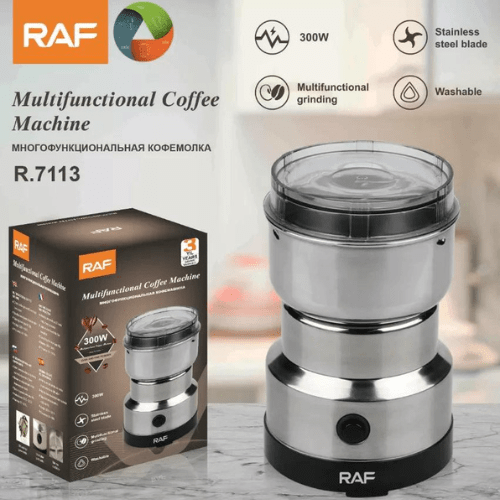 RAF Mini Electric Coffee Grinder – 4-Blade 300W Stainless Steel Grinder for Coffee Beans & Masala ()