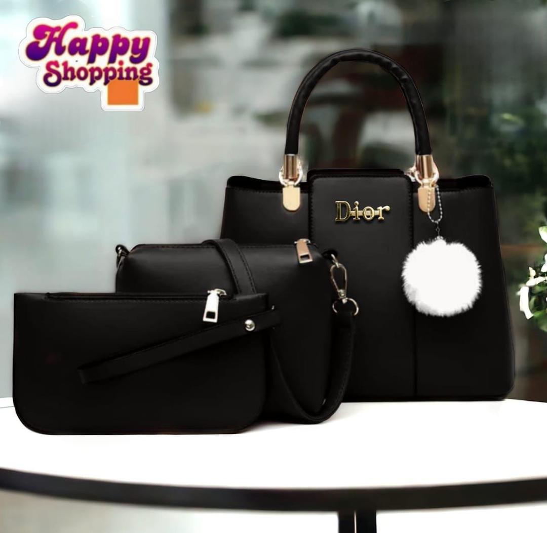 Chic Women's PU Leather Hand Bag Set - 1 Pc - Stylish Black Plain Design