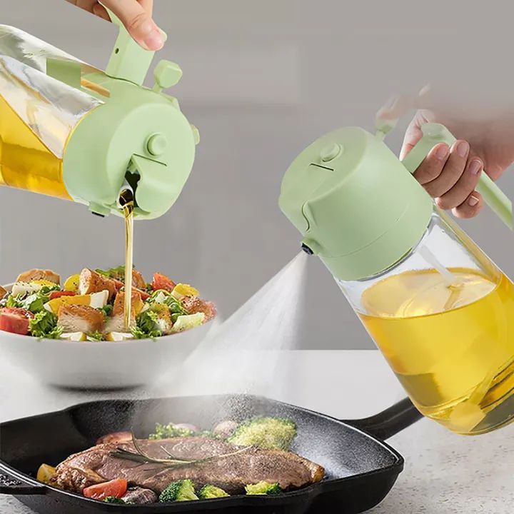 2in1 Oil Sprayer Glass Bottle For Cooking Anti Leakage Olive Oil Storage Bottle For Bbq Air Fryer Salad Steak Kitchen Supplies +ar