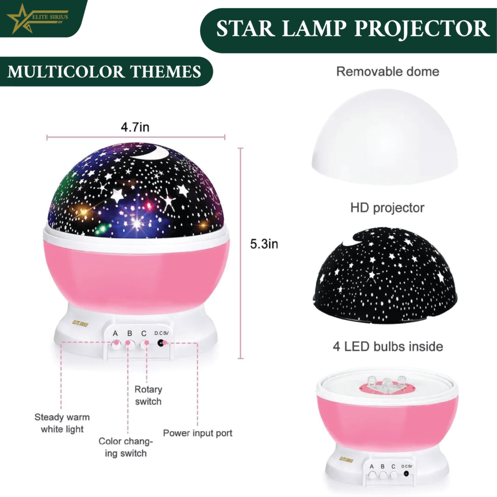 Star Lamp Projector – 360° Rotating Starry Night Light ()
