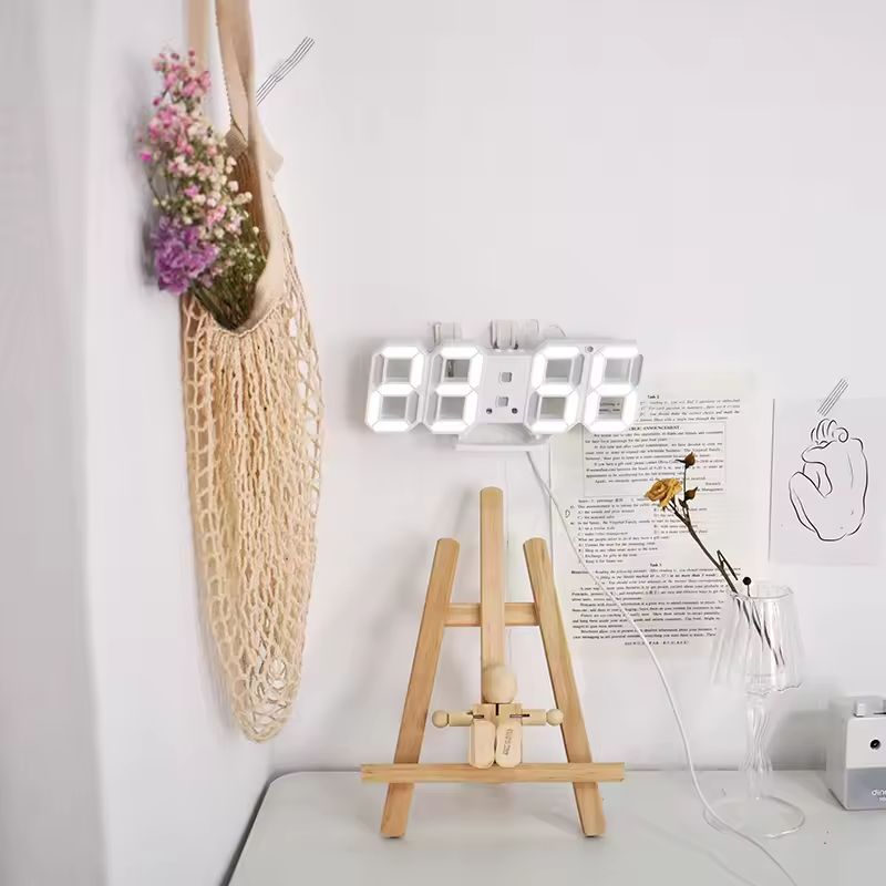 3D LED Digital Alarm Clock Three dimensional Wall Clock Hanging Watch Table Calendar Thermometer Electronic Clock Furnishings +ar