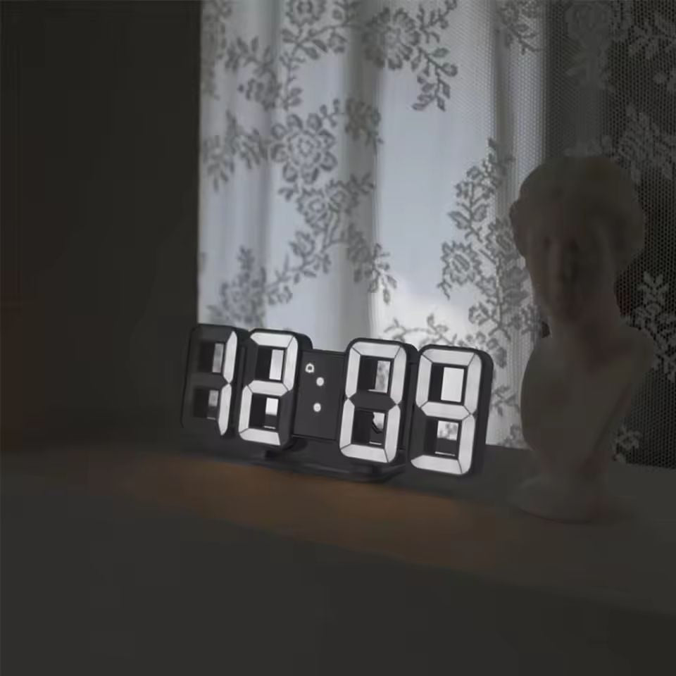 3D LED Digital Alarm Clock Three dimensional Wall Clock Hanging Watch Table Calendar Thermometer Electronic Clock Furnishings +ar