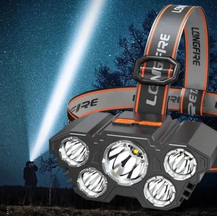 5 LED Headlight Flashlight Rechargeable Light with Flashing for Outdoor Climbing & Camping Ligh +ar