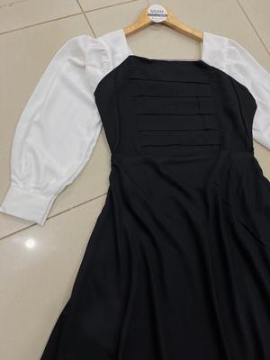 Stylish Black Georgette Plain Frock - 1 Pc Women's Stitched Fashion