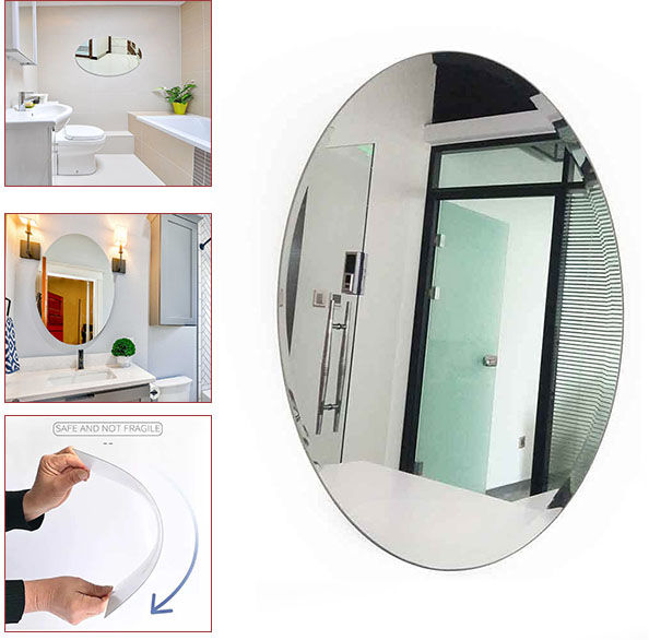 Oval Shape Self-Adhesive Mirror Sticker ()