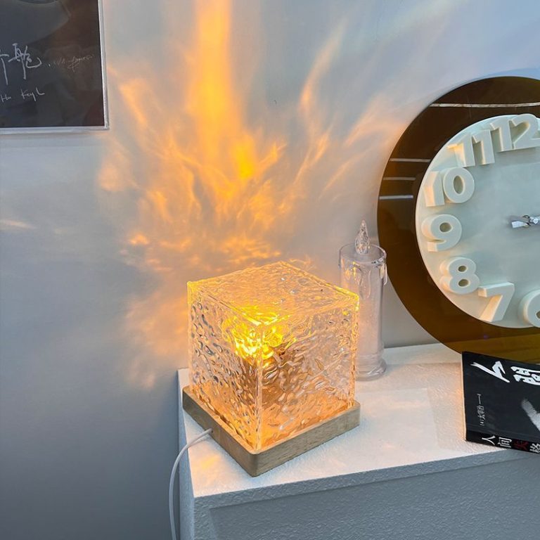 Dynamic Rotating Water Ripple Night Light 3 Colors Flame Crystal Lamp For Living Room Study Bedroom (no Remote Attached Usb Cable) ^^
