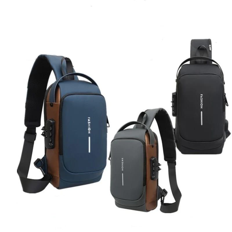 Chest Bag Multifunction Crossbody Sport Running Travel Sling Pack Anti theft USB Charge Shoulder Messenger Pack Luxury Brand Men +ar