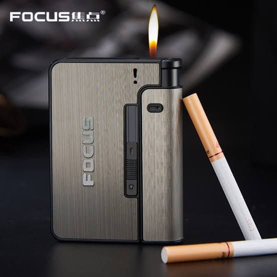 Focus Automatic Lighter Automatic Cigarettes Holder 10 Pcs Cigarette Case Portable Automatic Cigarette Holder Without Lighter Metal Cigarette Boxes Lighter Gadget For Men Multifunction Cigarette Holder +ar
