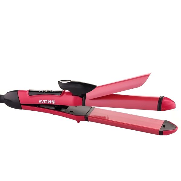 Nova 2-in-1 Hair Straightener & Curler – Model Nh-2009, Quick Heat-up Ceramic Plates For Smooth Straightening & Effortless Curls, Portable Dual-use Styling Tool For All Hair  ^^