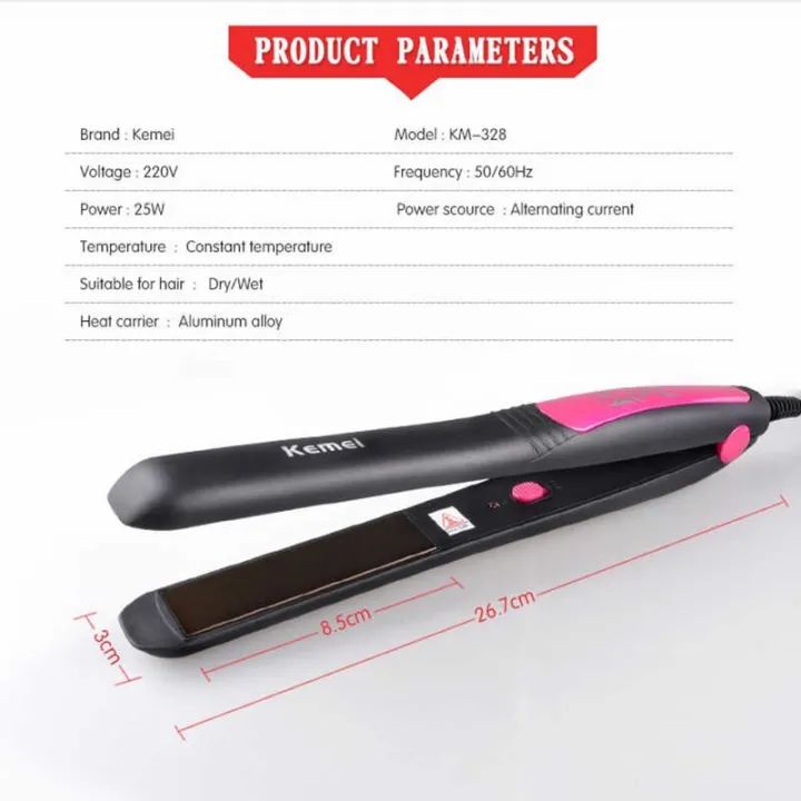 Kemei KM-328 Professional Hair Straightener Slim Plate +ar