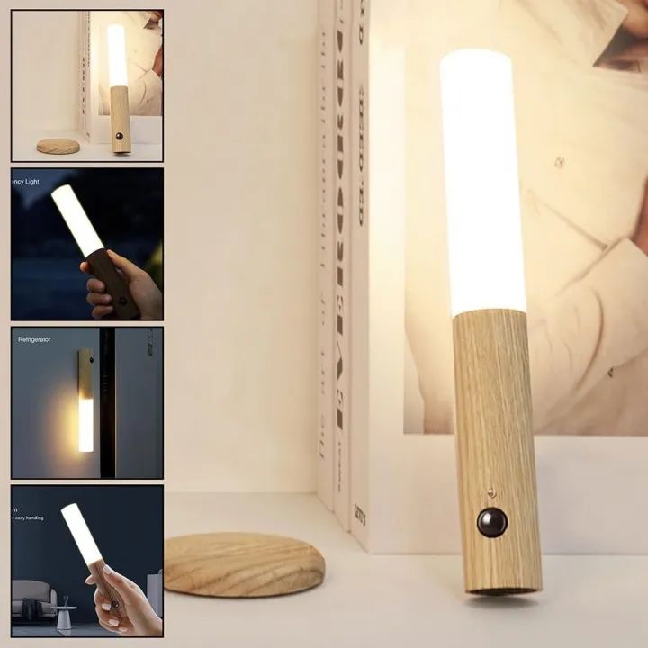 LED USB Wireless Wood Stick Night Light Warm Motion Sensor Wall Lamp Magnetic Corridor Cabinet Wardrobe Light Decor Home Light +ar