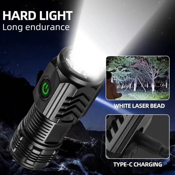 Mini Portable Outdoor Flashlight LED Flashlights Plastic Body High Lumens Three Eyed Rechargeable Lightning For Outdoor  +ar