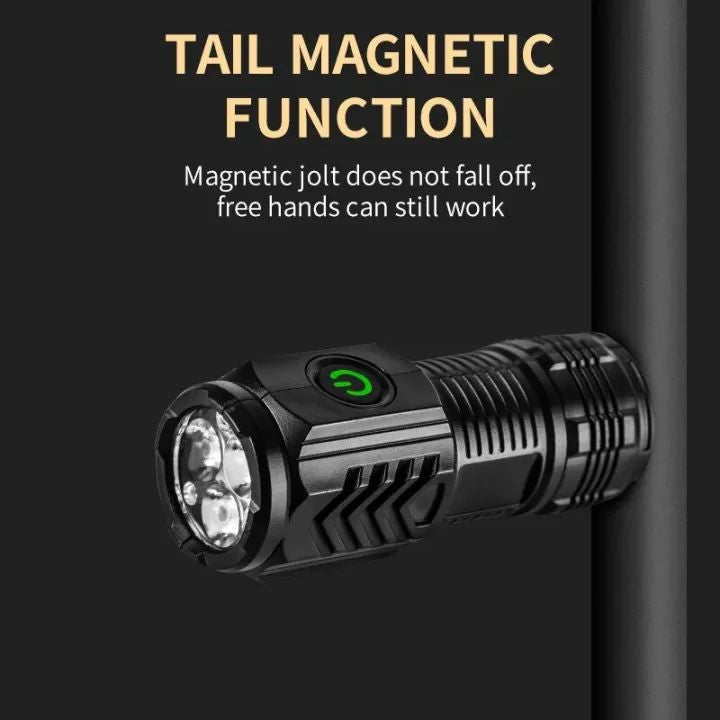 Mini Portable Outdoor Flashlight LED Flashlights Plastic Body High Lumens Three Eyed Rechargeable Lightning For Outdoor  +ar