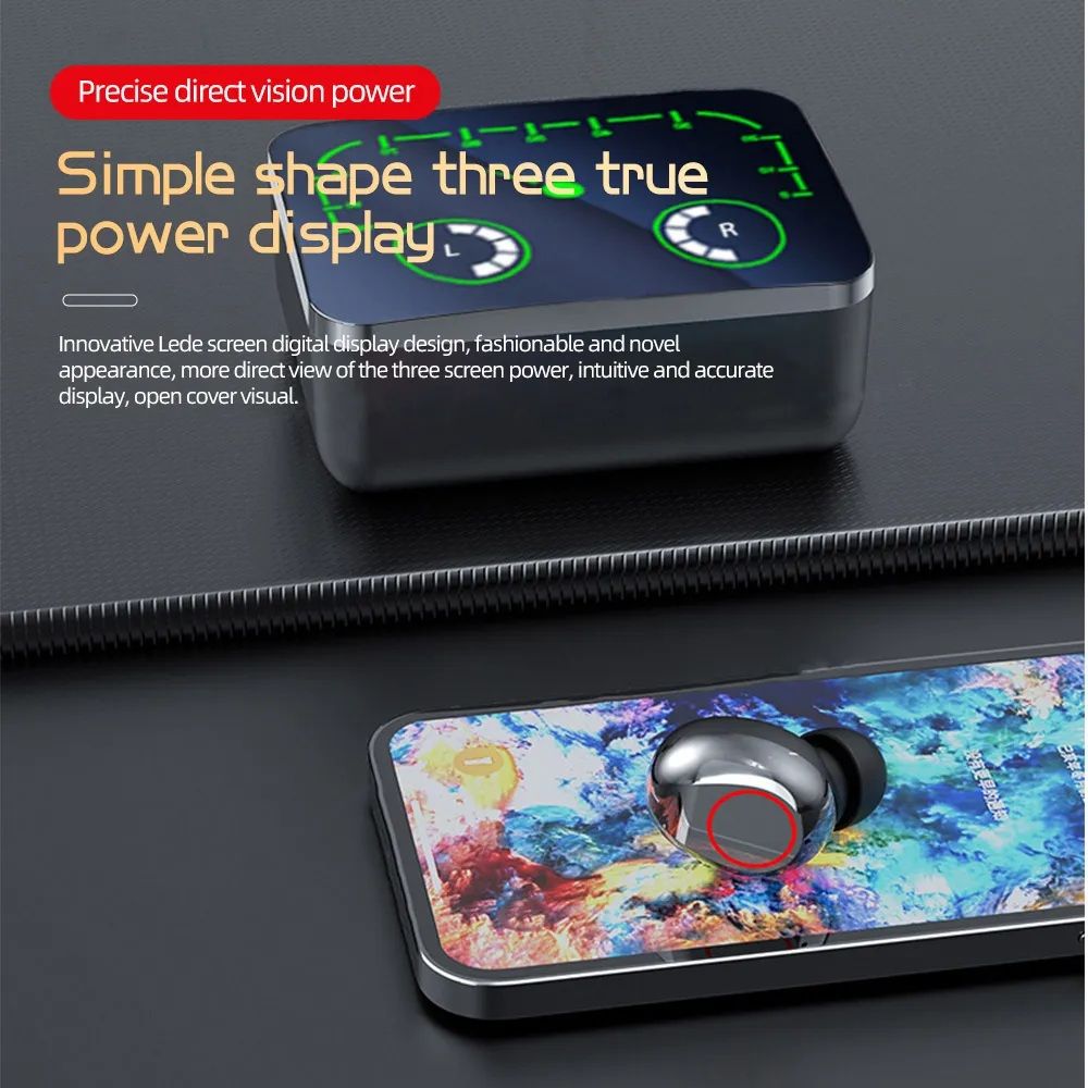 NEW M90 Max TWS WIRELESS Earbuds HIFI Stereo Earbuds With 1200 Mah Battery +ar