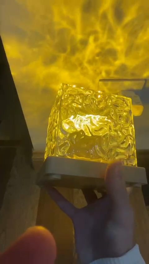 Dynamic Rotating Water Ripple Night Light 3 Colors Flame Crystal Lamp For Living Room Study Bedroom (no Remote Attached Usb Cable) ^^