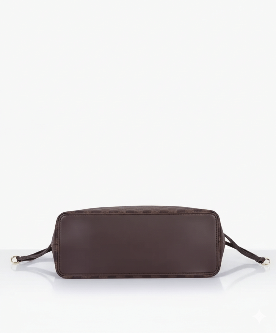 The Lyana Checkered Tote Dark Brown